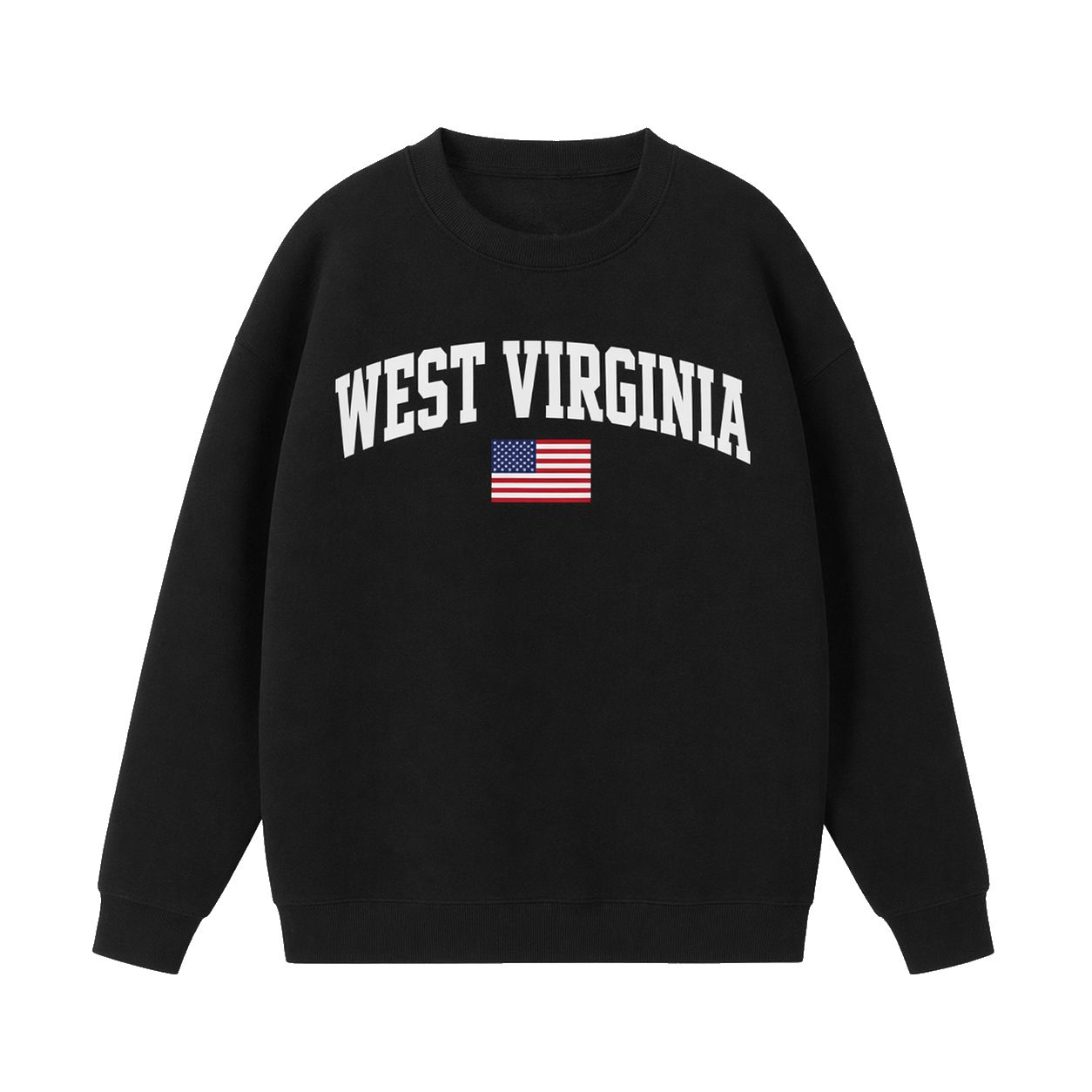 Collection 2 West Virginia Essential Heavyweight Crewneck Sweatshirt - Black front
