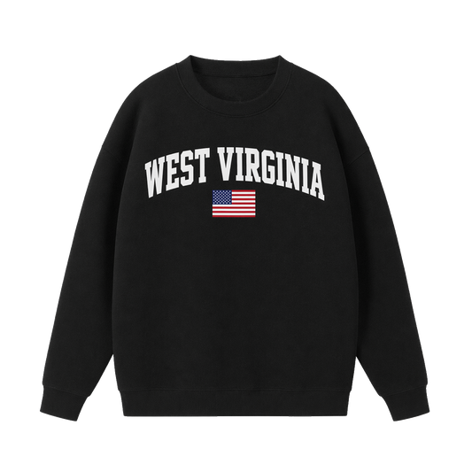 Collection 2 West Virginia Essential Heavyweight Crewneck Sweatshirt - Black front