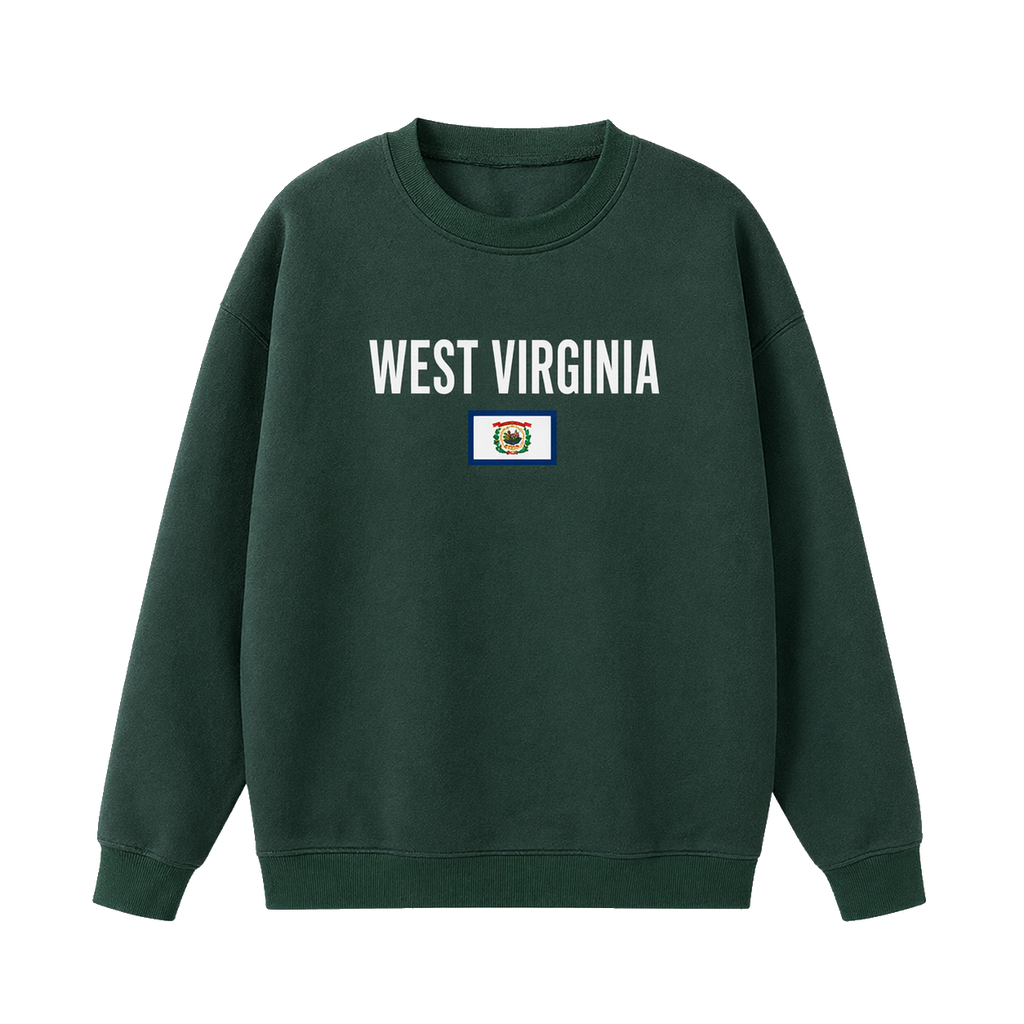 Collection 7 West Virginia Essential Heavyweight Crewneck Sweatshirt - Dark Green front