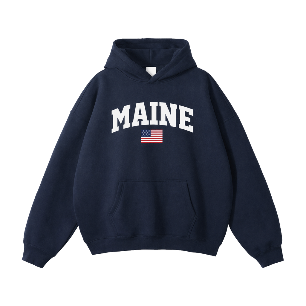 Collection 2 Maine Oversize Fleeced Hoodie - Navy Blue front