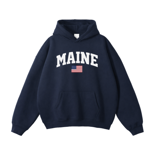 Collection 2 Maine Oversize Fleeced Hoodie - Navy Blue front