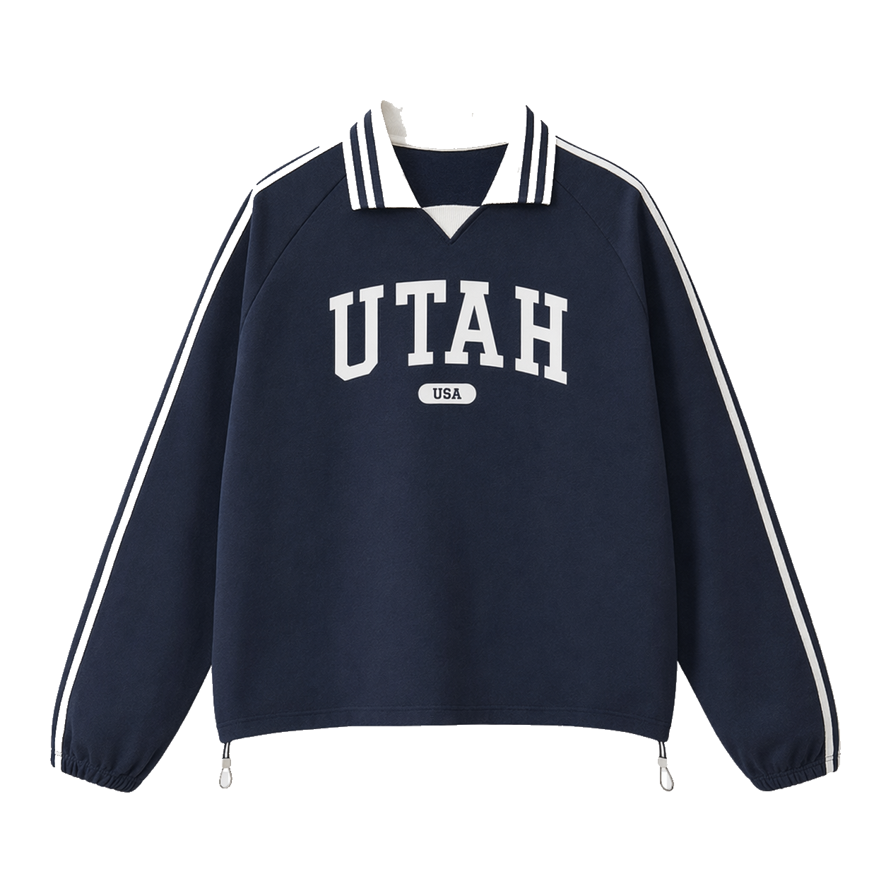 Collection 4 Utah Contrast Striped Lapel Collar Sweatshirt - Royal Blue front