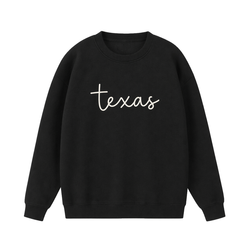 Collection 3 Texas Essential Heavyweight Crewneck Sweatshirt - Black front