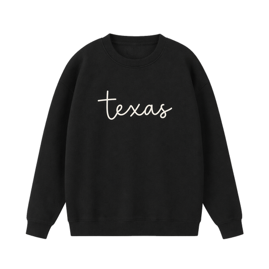 Collection 3 Texas Essential Heavyweight Crewneck Sweatshirt - Black front