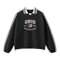 Collection 8 Ohio Contrast Striped Lapel Collar Sweatshirt - Black front