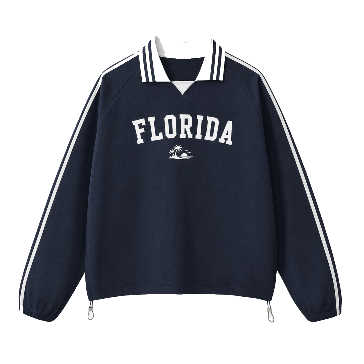 Collection 9 Florida Contrast Striped Lapel Collar Sweatshirt - Royal Blue front