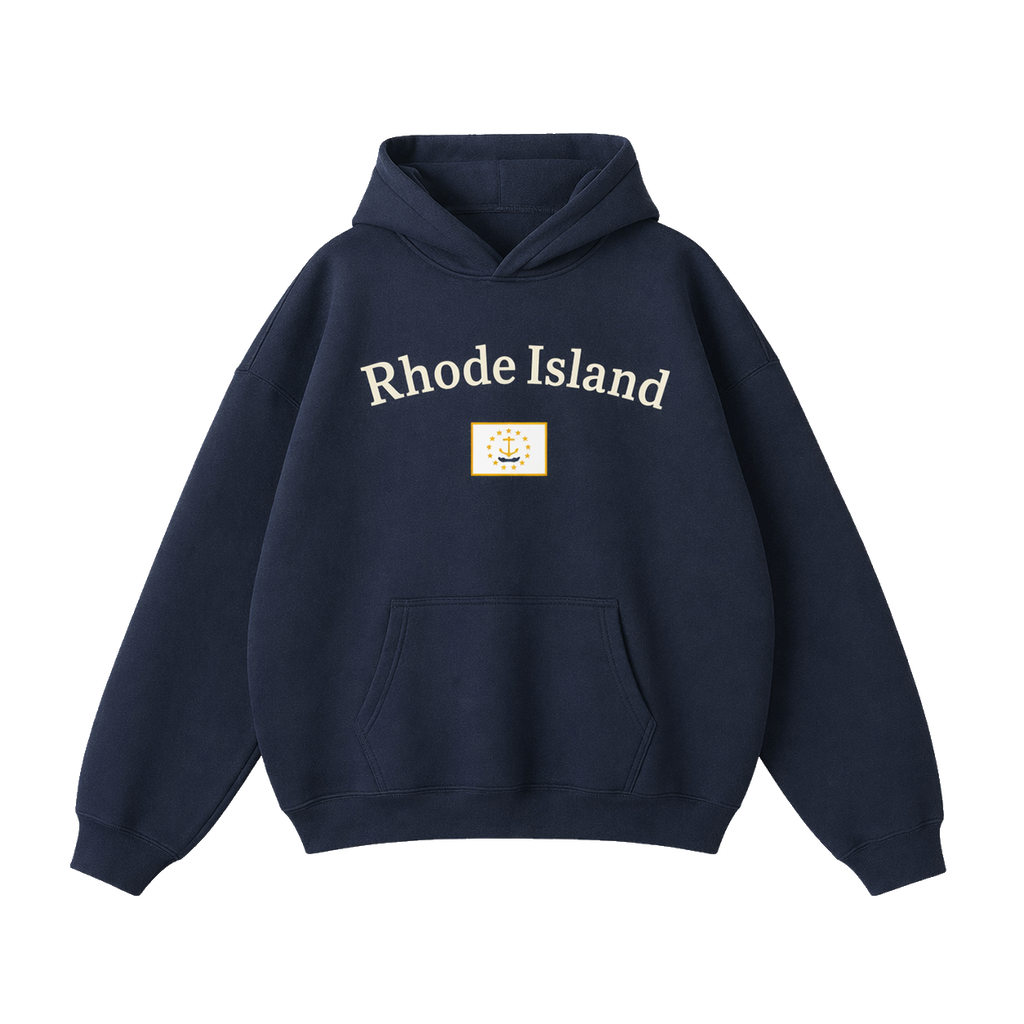 Collection 6 Rhode Island Oversize Fleeced Hoodie - Navy Blue front