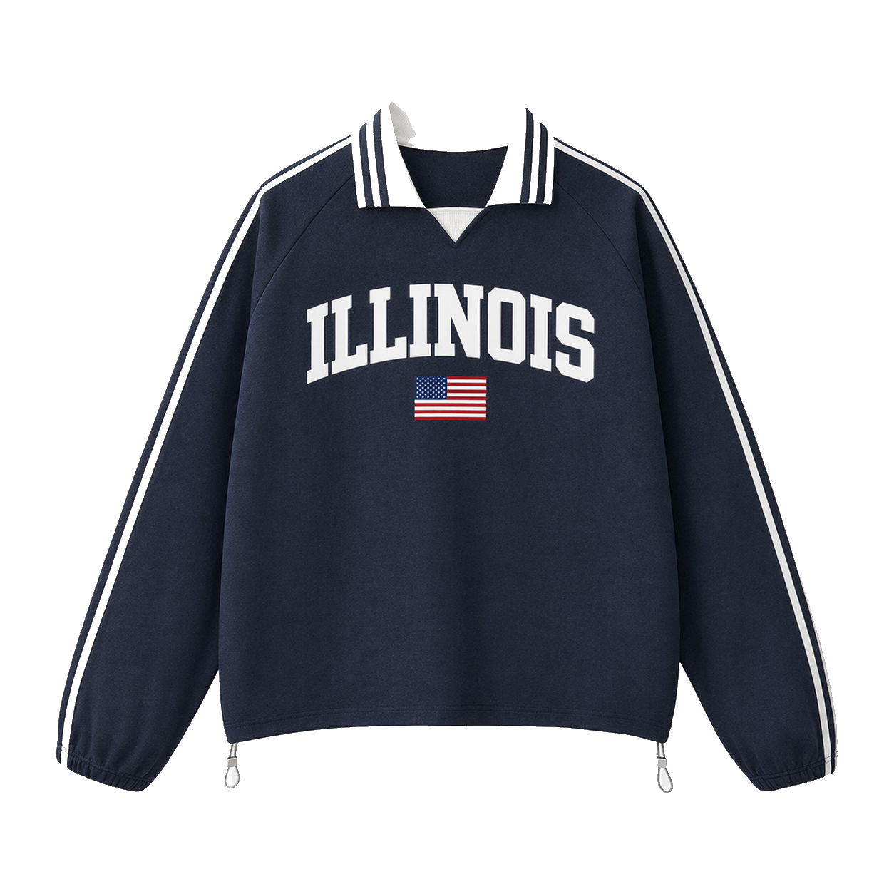 Collection 2 Illinois Contrast Striped Lapel Collar Sweatshirt - Royal Blue front