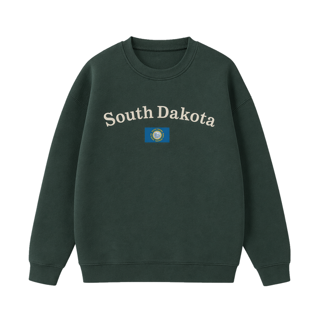 Collection 6 South Dakota Essential Heavyweight Crewneck Sweatshirt - Dark Green front