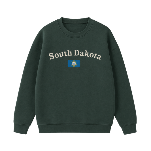 Collection 6 South Dakota Essential Heavyweight Crewneck Sweatshirt - Dark Green front