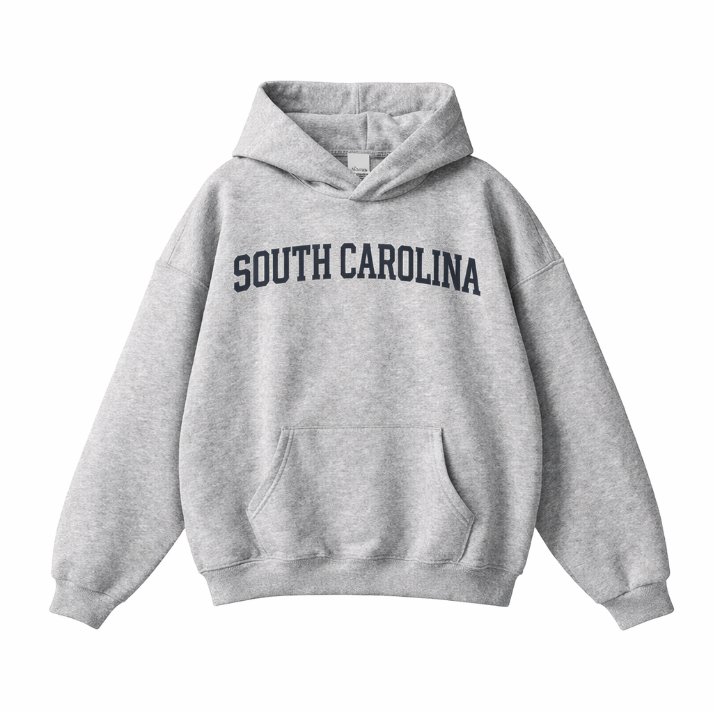Collection 1 South Carolina Oversize Fleeced Hoodie - Flower Gray front