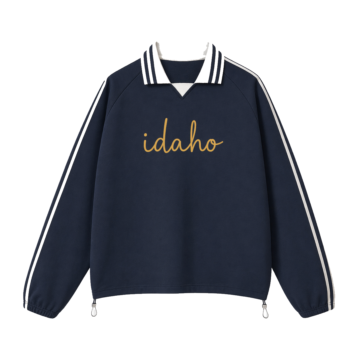 Collection 3 Idaho Contrast Striped Lapel Collar Sweatshirt - Royal Blue front