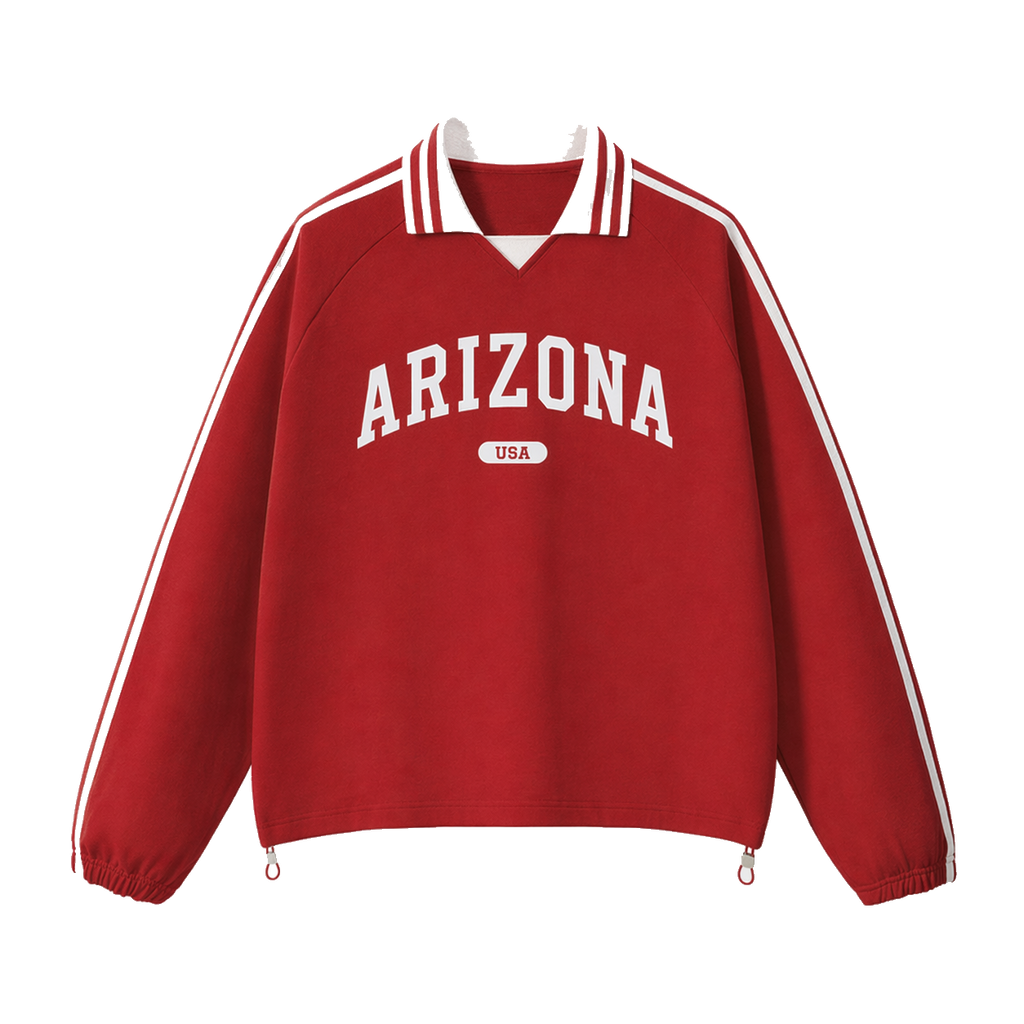 Collection 4 Arizona Contrast Striped Lapel Collar Sweatshirt - Red front