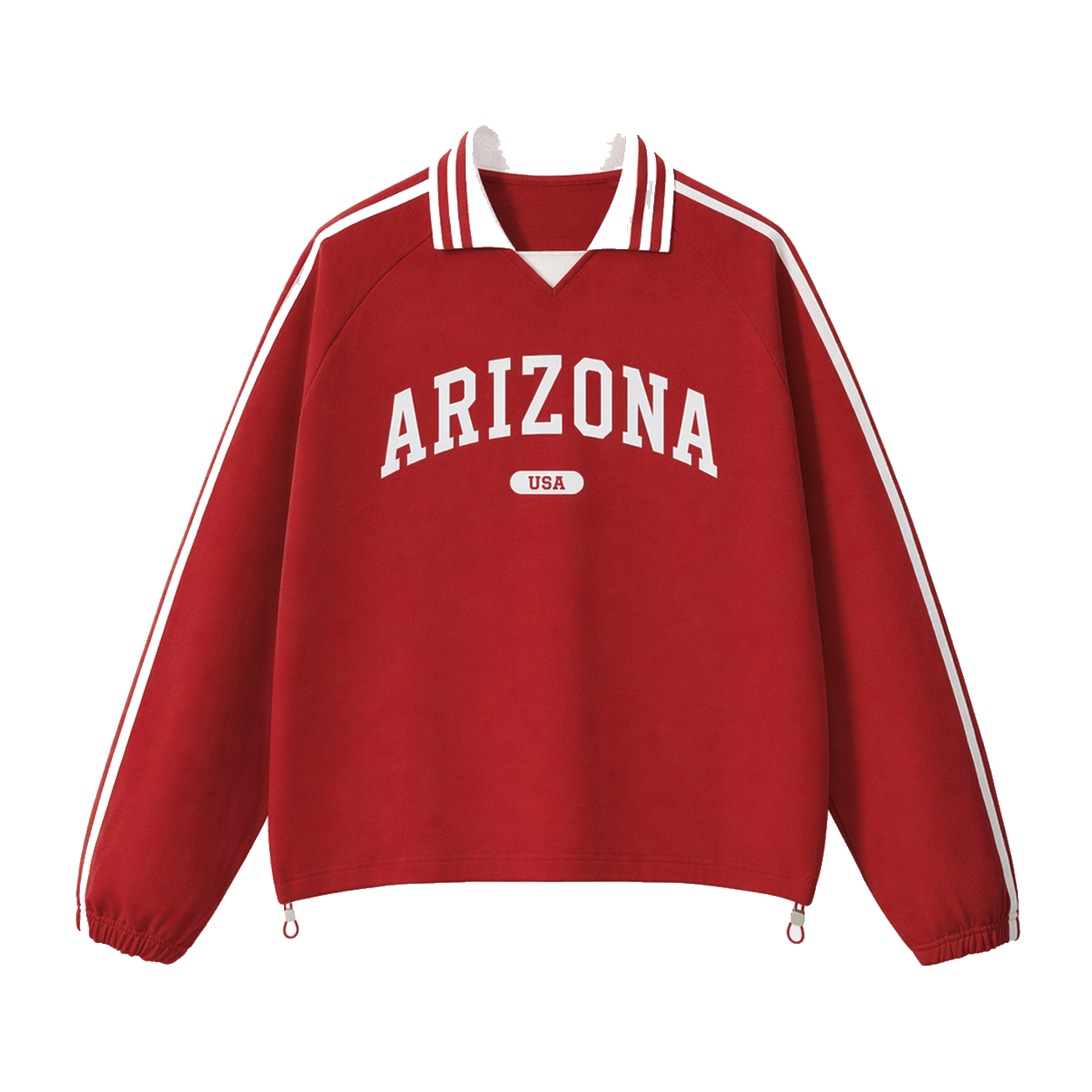 Collection 4 Arizona Contrast Striped Lapel Collar Sweatshirt - Red front