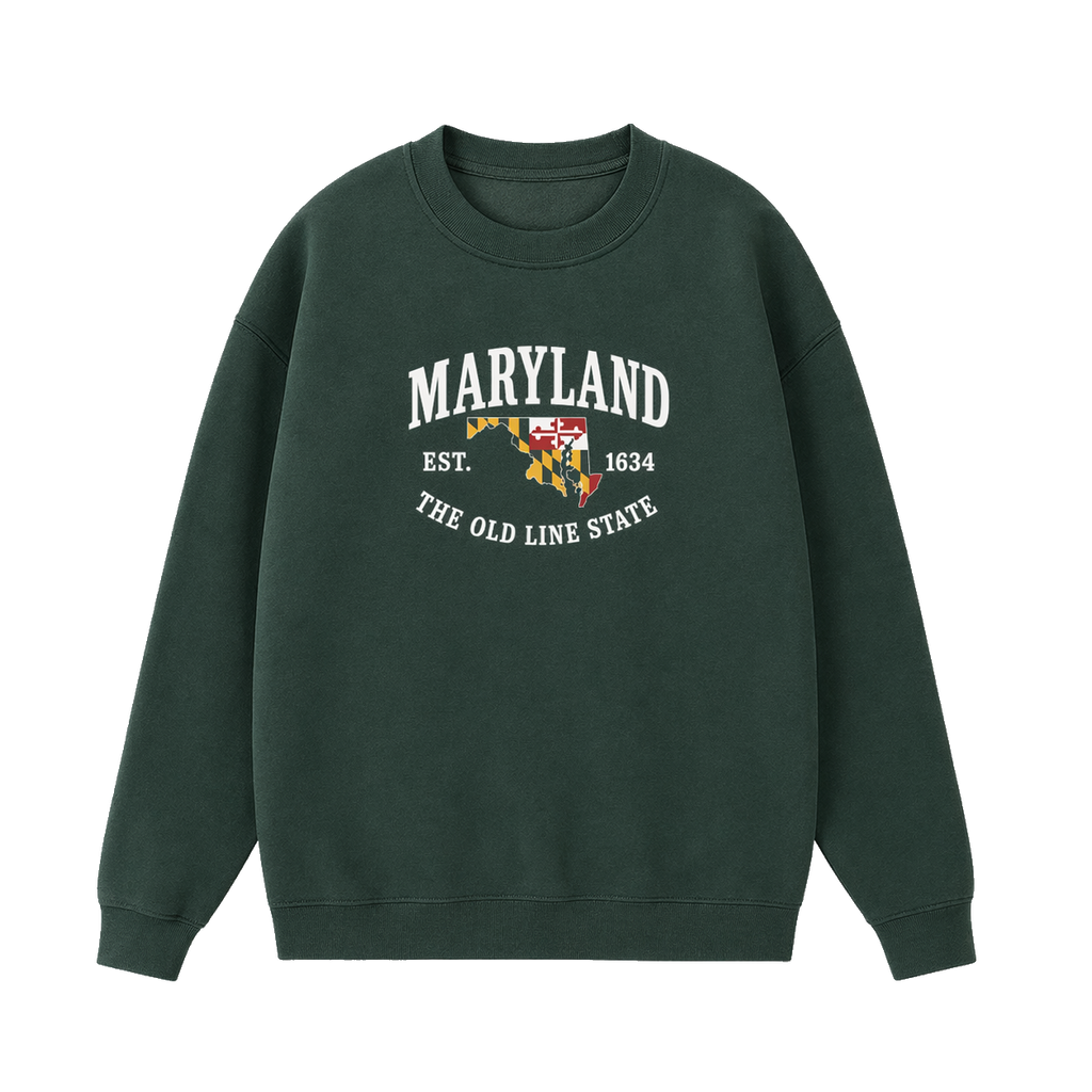 Collection 8 Maryland Essential Heavyweight Crewneck Sweatshirt - Dark Green front