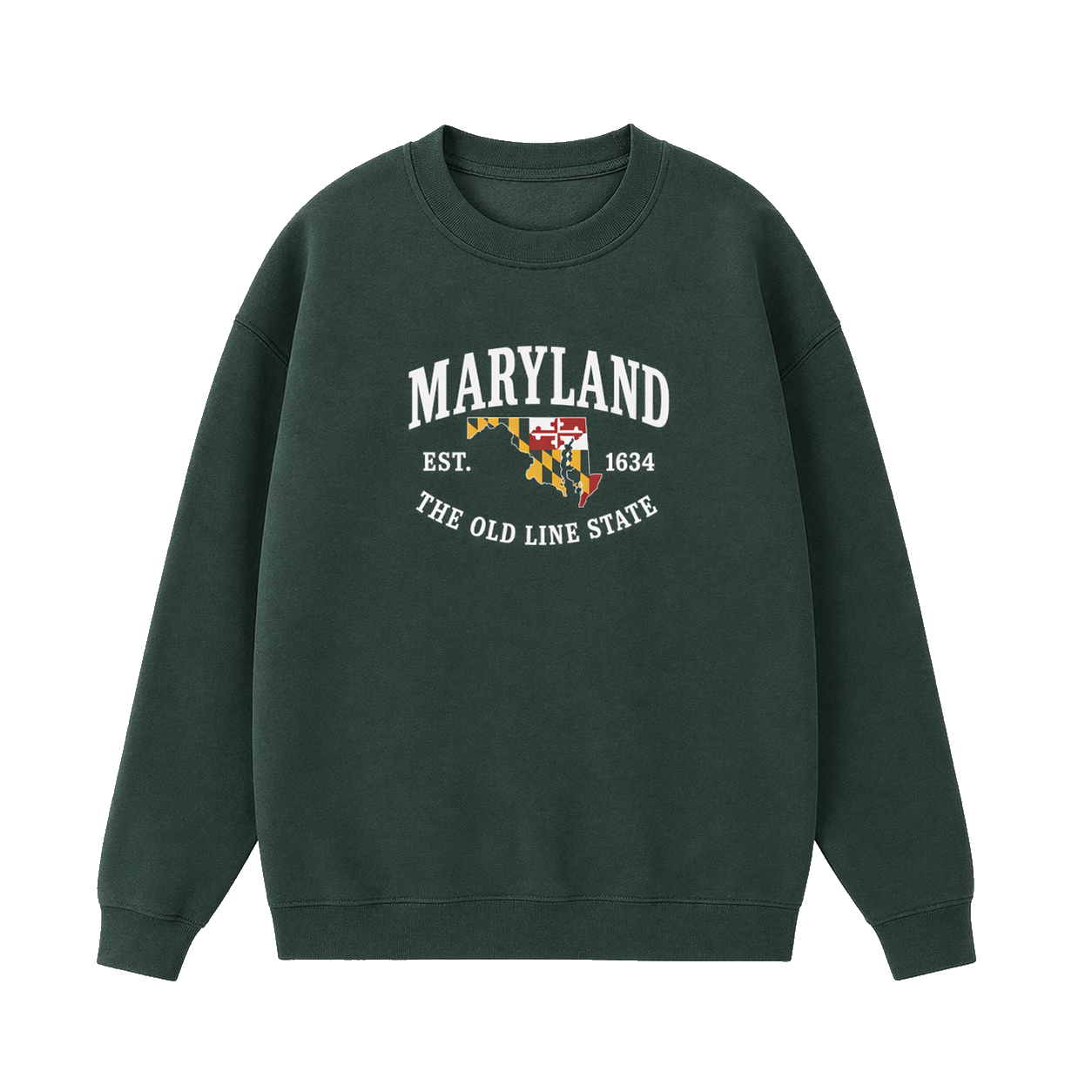 Collection 8 Maryland Essential Heavyweight Crewneck Sweatshirt - Dark Green front