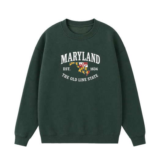 Collection 8 Maryland Essential Heavyweight Crewneck Sweatshirt - Dark Green front