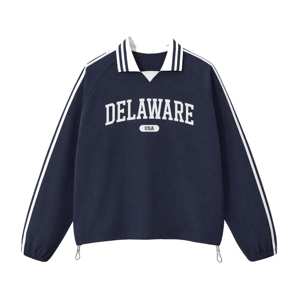 Collection 4 Delaware Contrast Striped Lapel Collar Sweatshirt - Royal Blue front