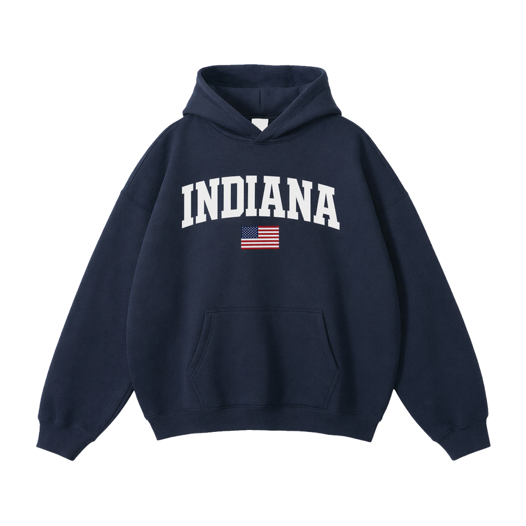 Collection 2 Indiana Oversize Fleeced Hoodie - Navy Blue front