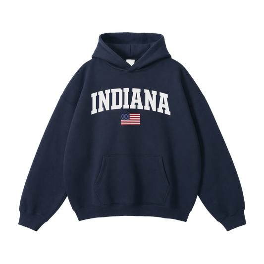 Collection 2 Indiana Oversize Fleeced Hoodie - Navy Blue front
