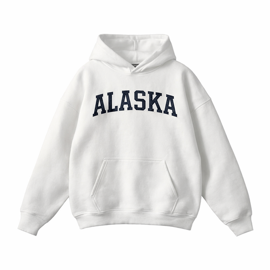 Collection 1 Alaska Oversize Fleeced Hoodie - White front