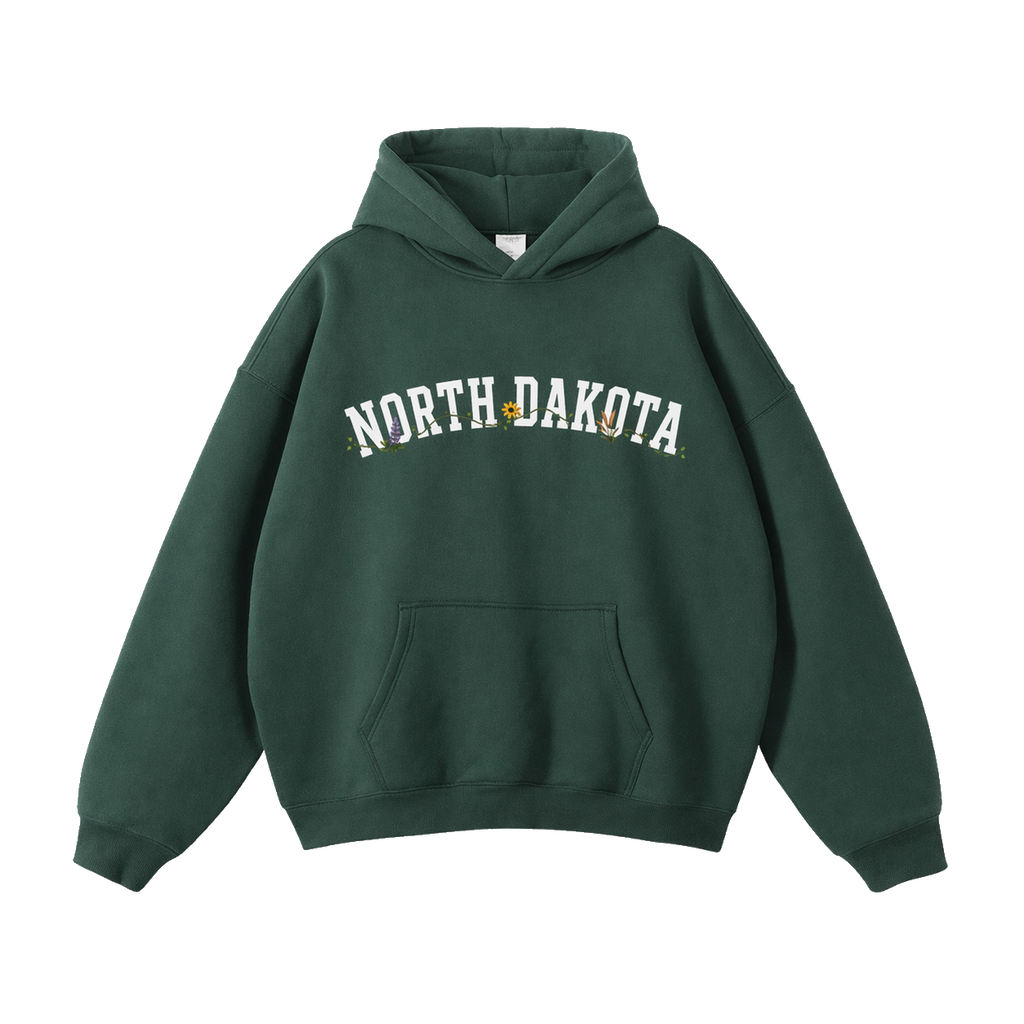 Collection 10 North Dakota Oversize Fleeced Hoodie - Eden Green front