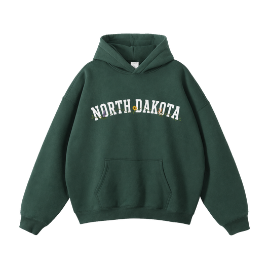 Collection 10 North Dakota Oversize Fleeced Hoodie - Eden Green front