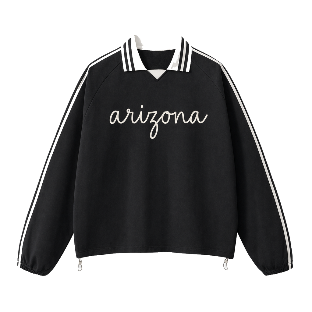 Collection 3 Arizona Contrast Striped Lapel Collar Sweatshirt - Black front