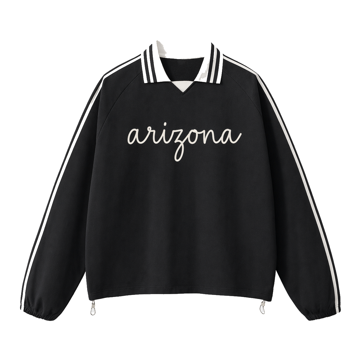 Collection 3 Arizona Contrast Striped Lapel Collar Sweatshirt - Black front