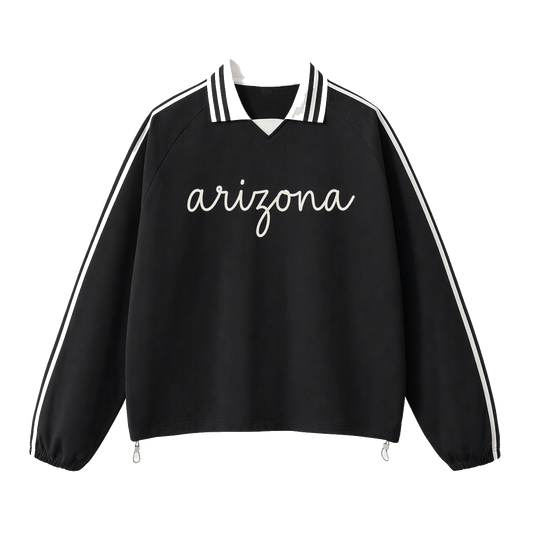 Collection 3 Arizona Contrast Striped Lapel Collar Sweatshirt - Black front