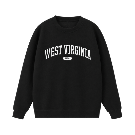 Collection 4 West Virginia Essential Heavyweight Crewneck Sweatshirt - Black front