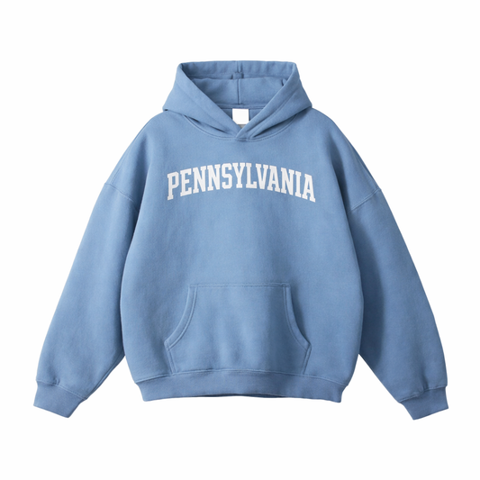 Collection 1 Pennsylvania Oversize Fleeced Hoodie - Medium Blue front