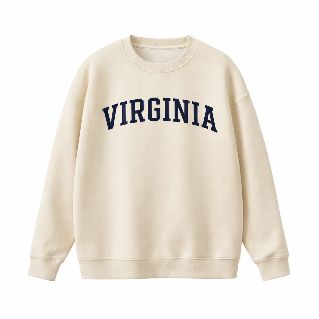Collection 1 Virginia Essential Heavyweight Crewneck Sweatshirt - Cream front