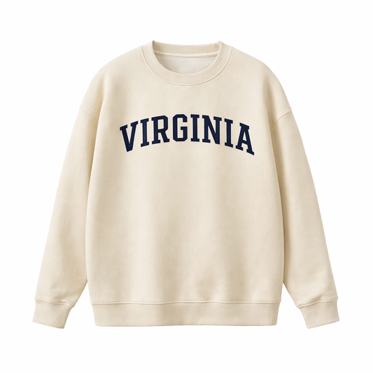 Collection 1 Virginia Essential Heavyweight Crewneck Sweatshirt - Cream front