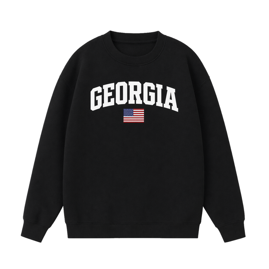 Collection 2 Georgia Essential Heavyweight Crewneck Sweatshirt - Black front