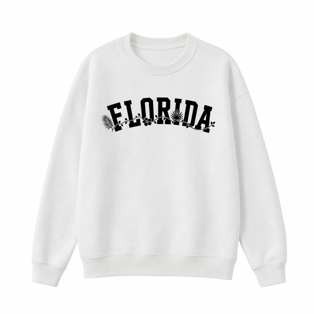 Collection 10 Florida Essential Heavyweight Crewneck Sweatshirt - White front