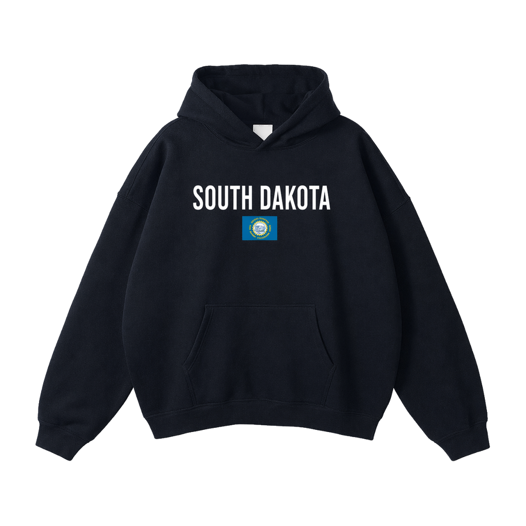 Collection 7 South Dakota Oversize Fleeced Hoodie - Black front
