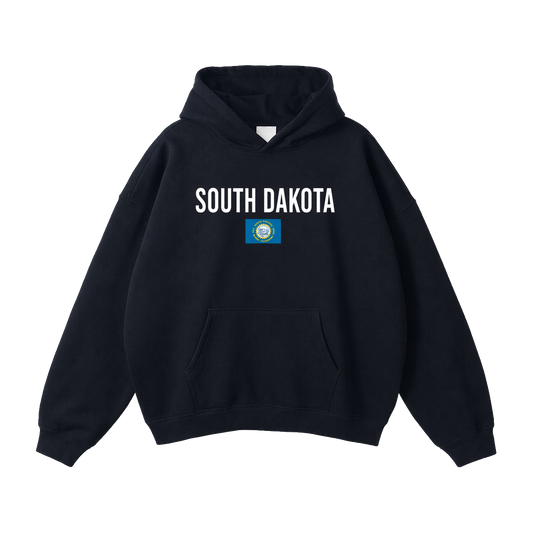 Collection 7 South Dakota Oversize Fleeced Hoodie - Black front