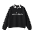 Collection 3 Indiana Contrast Striped Lapel Collar Sweatshirt - Black front