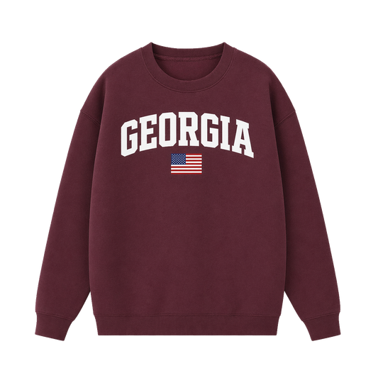 Collection 2 Georgia Essential Heavyweight Crewneck Sweatshirt - Dull Red front