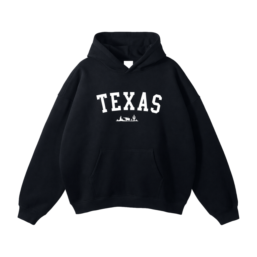 Collection 9 Texas Oversize Fleeced Hoodie - Black front