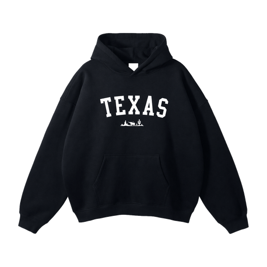 Collection 9 Texas Oversize Fleeced Hoodie - Black front