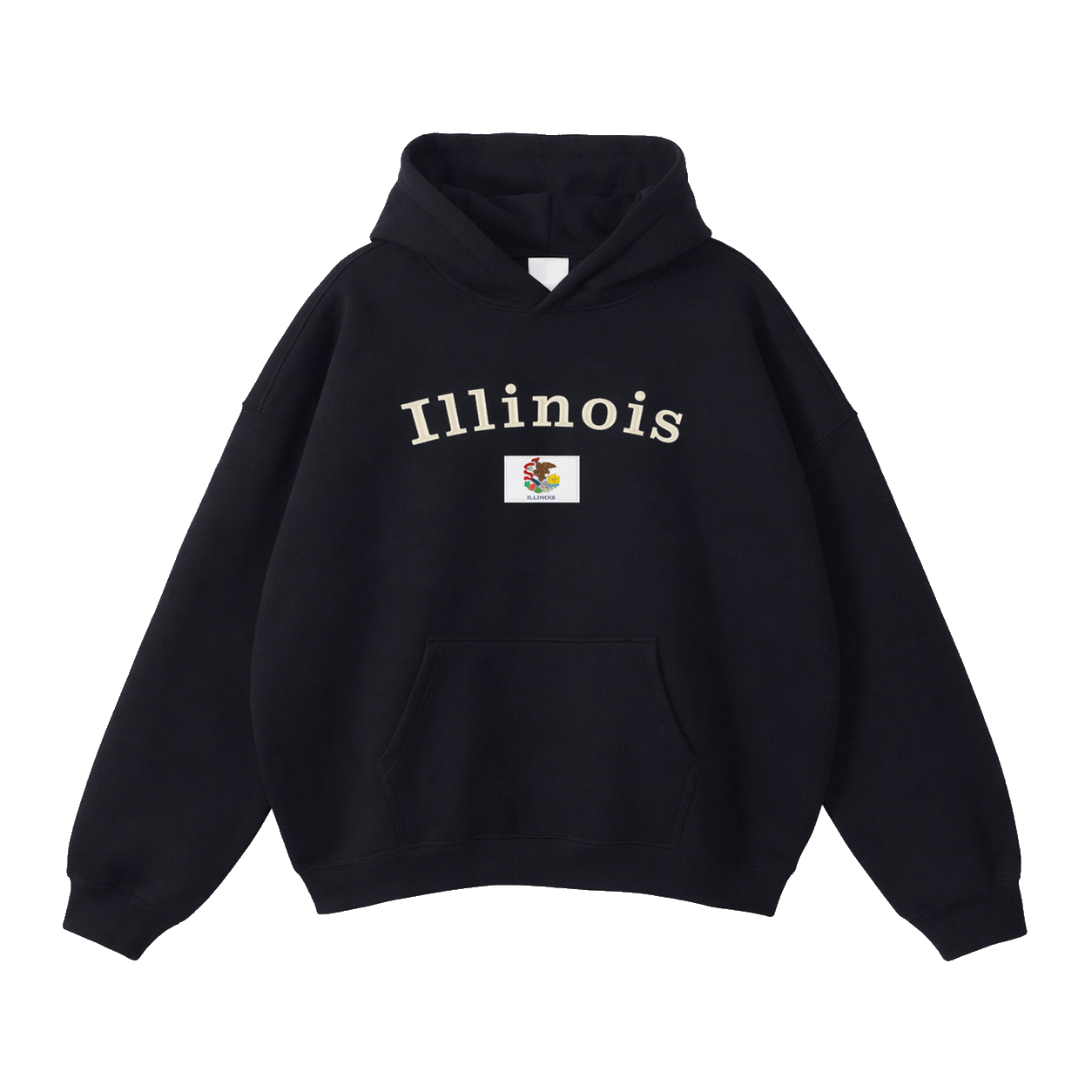 Collection 6 Illinois Oversize Fleeced Hoodie - Black front