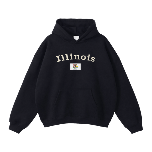 Collection 6 Illinois Oversize Fleeced Hoodie - Black front