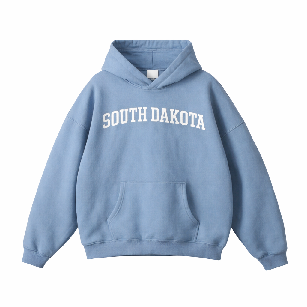 Collection 1 South Dakota Oversize Fleeced Hoodie - Medium Blue front