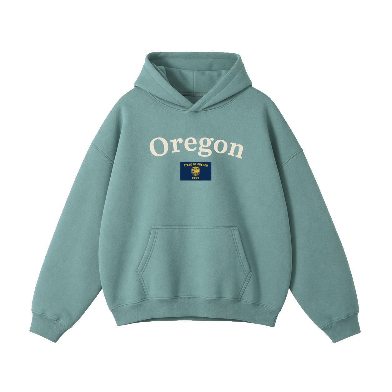 Collection 6 Oregon Oversize Fleeced Hoodie - Medium Green front
