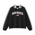 Collection 2 New Mexico Contrast Striped Lapel Collar Sweatshirt - Black front