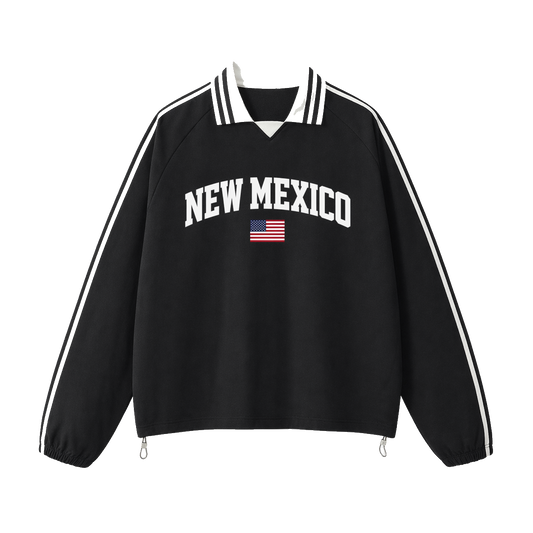 Collection 2 New Mexico Contrast Striped Lapel Collar Sweatshirt - Black front