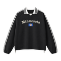 Collection 6 Minnesota Contrast Striped Lapel Collar Sweatshirt - Black front