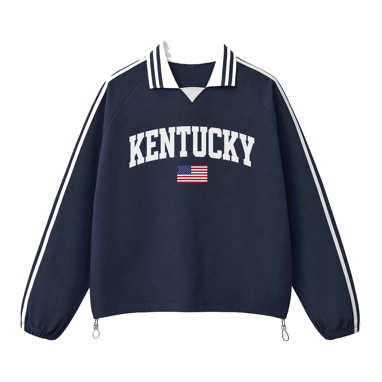 Collection 2 Kentucky Contrast Striped Lapel Collar Sweatshirt - Royal Blue front